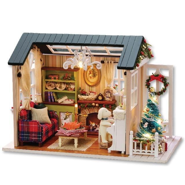 Wooden Doll House Set For Baby Toddlers Kids